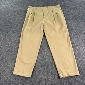 Vintage Woolworths Chinos Men 42x31 Camel Pleated Cotton Pants NOS Relaxed